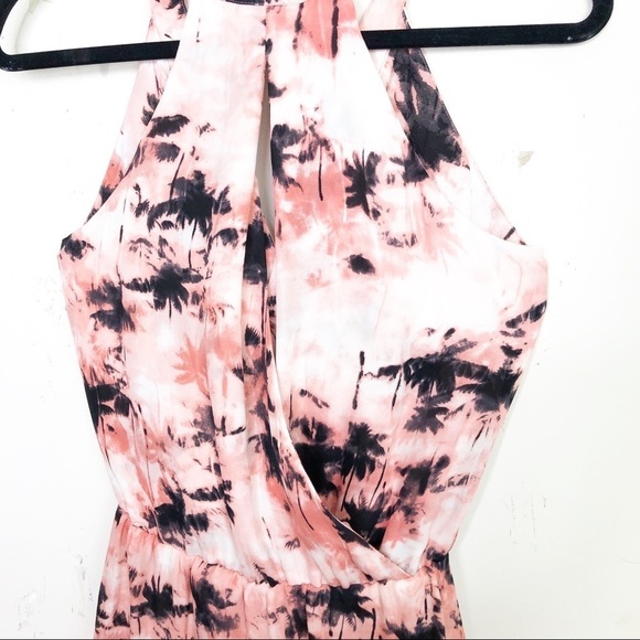 PARKER palm tree pink wrap front and back Silk mini dress - Picture 12 of 15